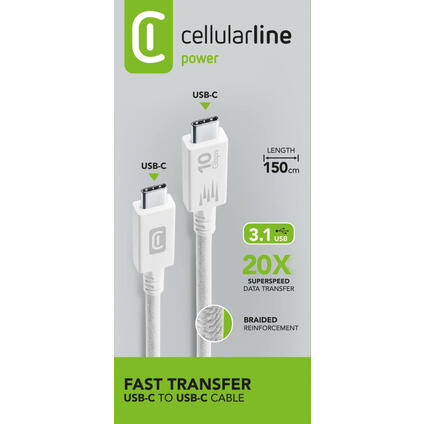 Cellularline Fast Transfer Cable 1 5m USB C to USB C cellularline