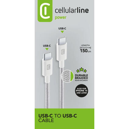 Cellularline Power Cable 1 5m USB C to USB C cellularline