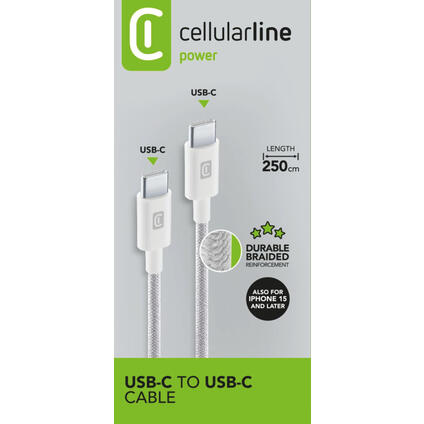 Cellularline Power Cable 2 5m USB C to USB C cellularline