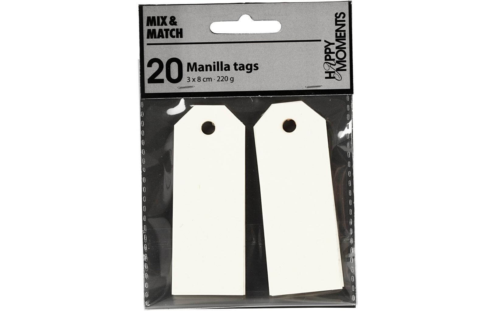 Creativ Company Gift Tags Manila Tags 3 x 8 cm 20 pezzi bianco