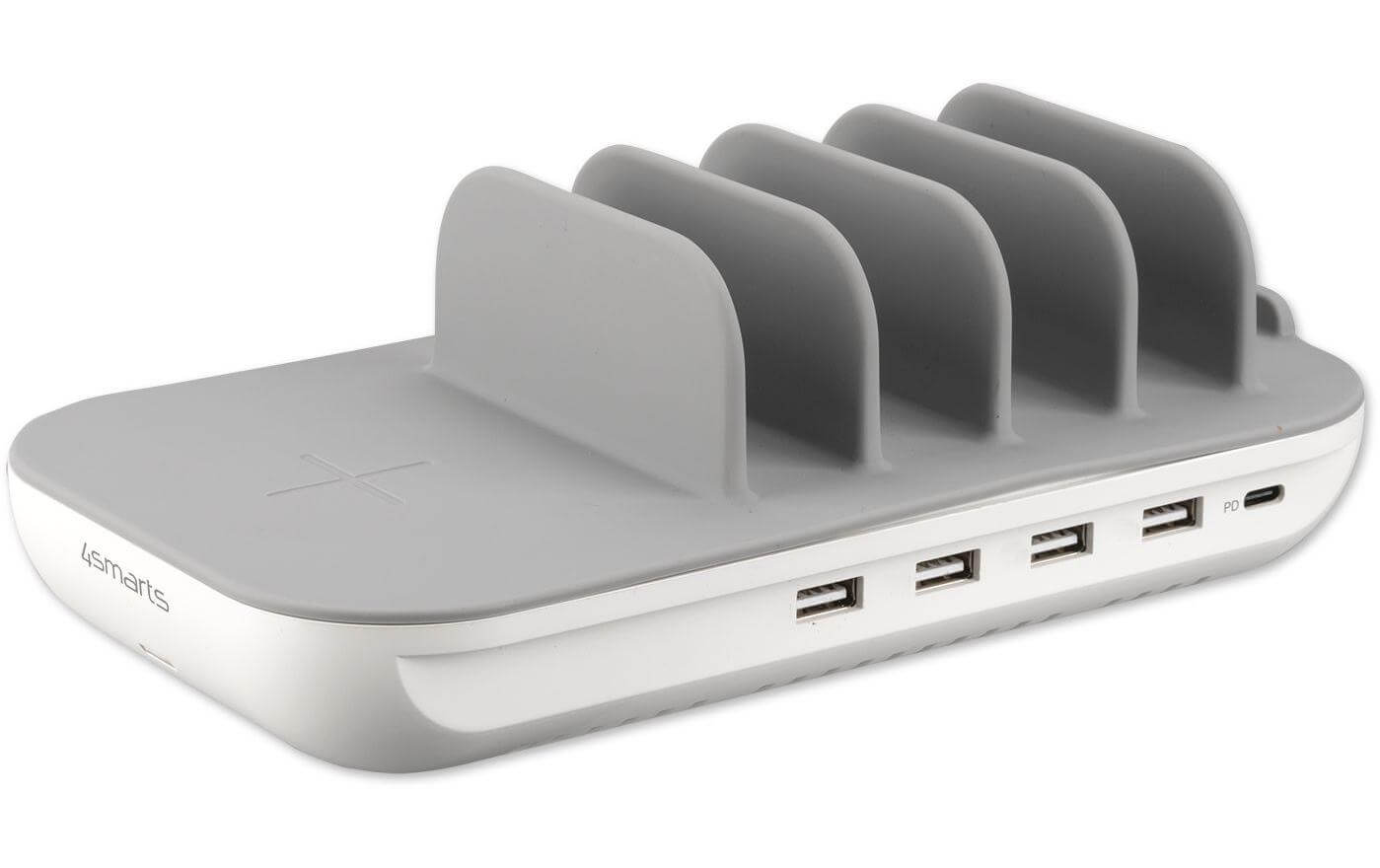 4smarts Base di ricarica USB+QI, 4Smarts Grigio