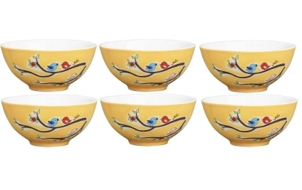 Mila Ciotola Lovley Birds 16 cm 6 pezzi Giallo mila