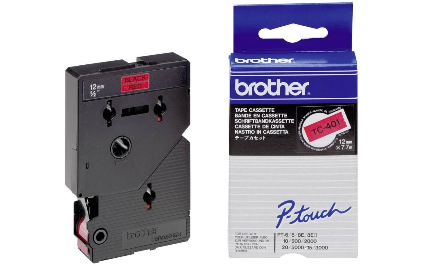 Brother Nastro adesivo Brother TC 401 nero su rosso brother