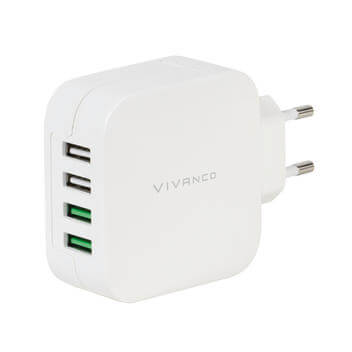 Vivanco Caricatore Quattro USB 2 4A con Smart IC bianco vivanco