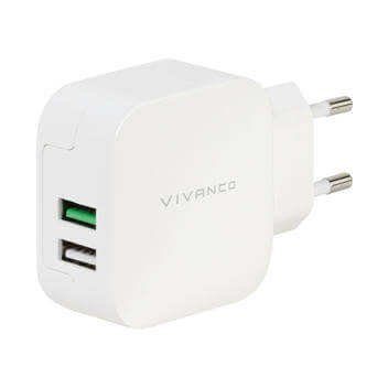 Vivanco Doppio caricatore USB 2 4A con Smart IC bianco vivanco