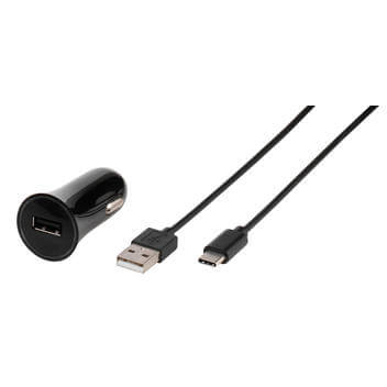 Vivanco Caricabatteria da auto 3A incl cavo di collegamento USB tipo C