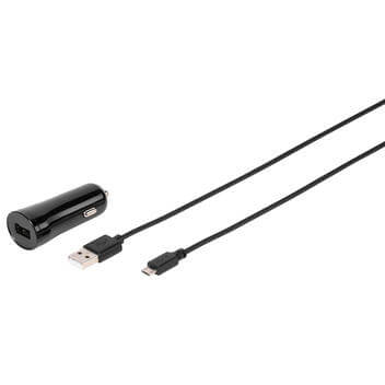 Vivanco Caricabatteria da auto 2 4A incl cavo Micro USB 1 2m nero