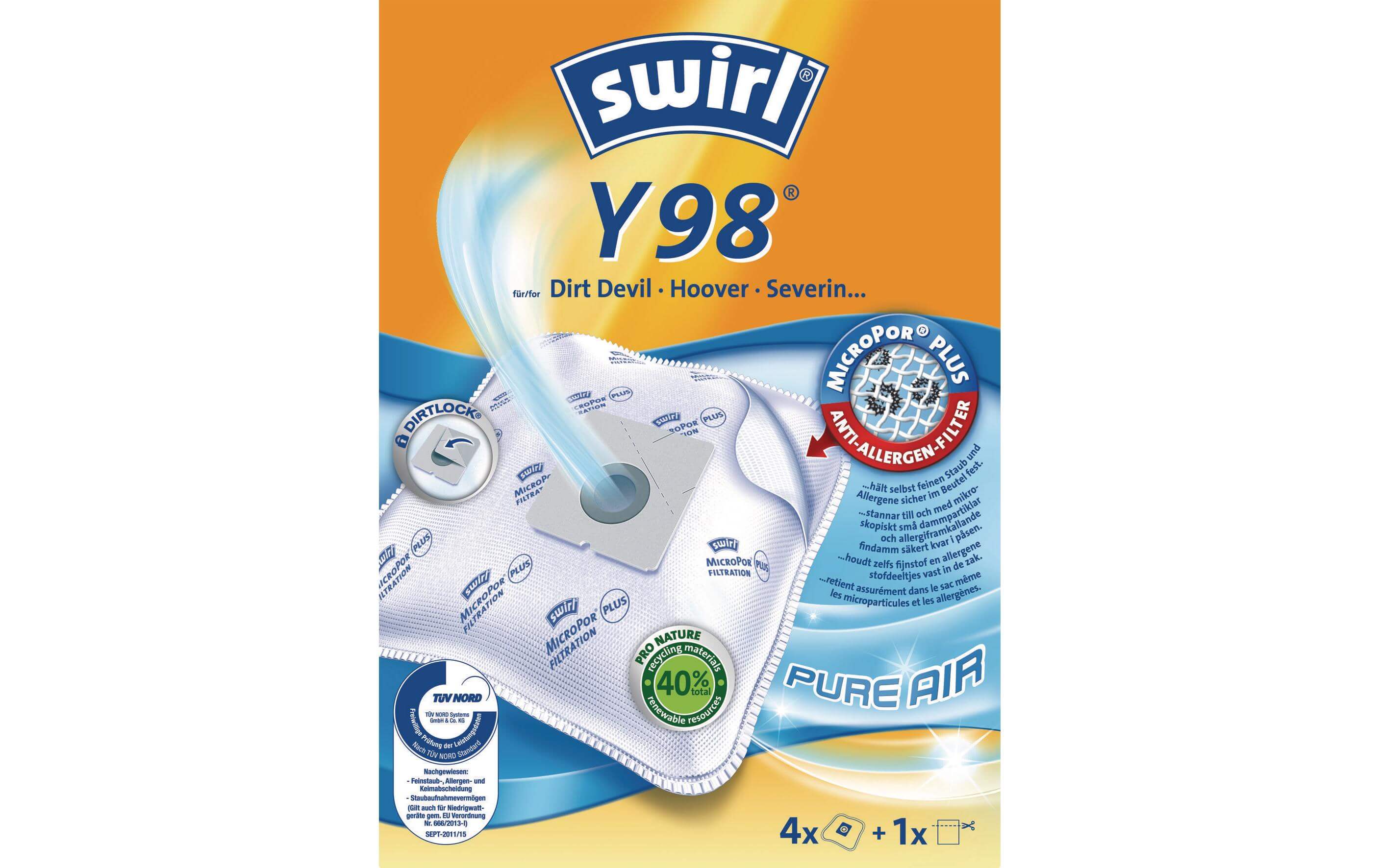 Swirl Sacchetto filtro della polvere Swirl Y 98 4 pezzi swirl