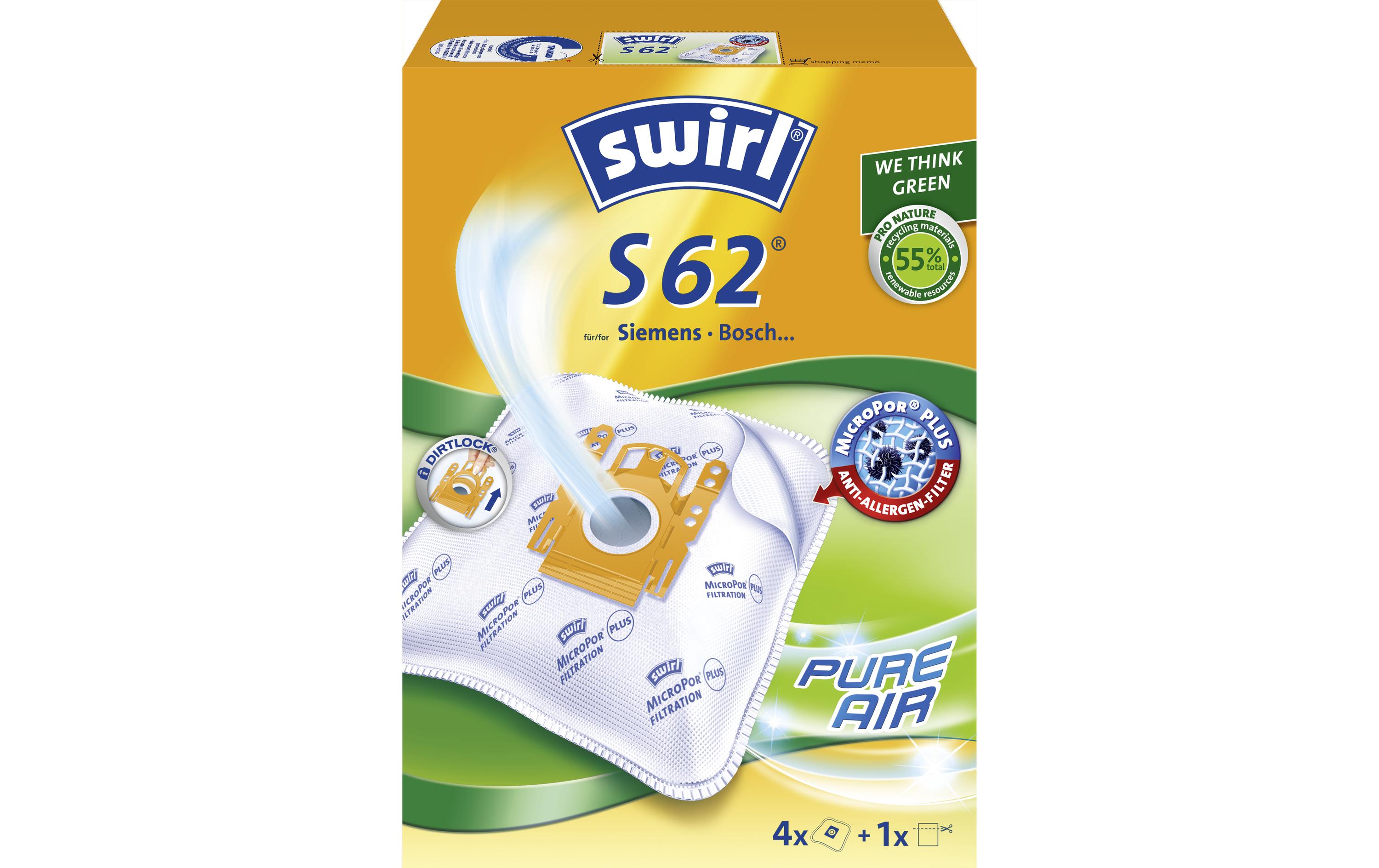 Swirl S 62 sacchetto del filtro della polvere 4 pezzi swirl