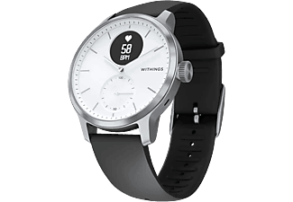 WITHINGS ScanWatch (42 mm) - Hybrid Smartwatch (160 - 240 mm, Fluoroelastomero, Bianco/Argento/Nero)