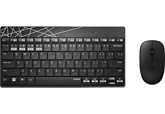RAPOO 8000M - Tastiera e mouse senza fili (Nero/Blu)