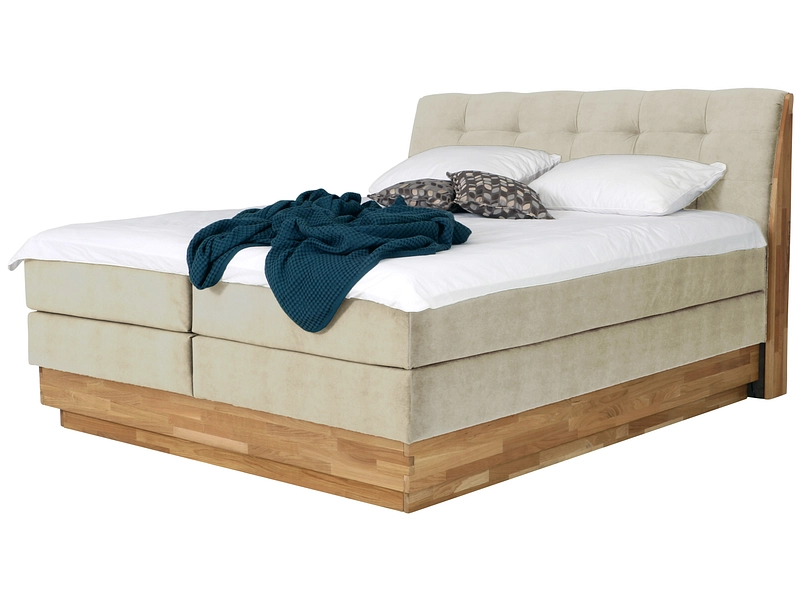 Boxspring ENGELBERG beige 160x200cm semirigido / rigido