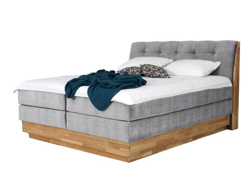 Boxspring ENGELBERG grigio 160x200cm semirigido / rigido