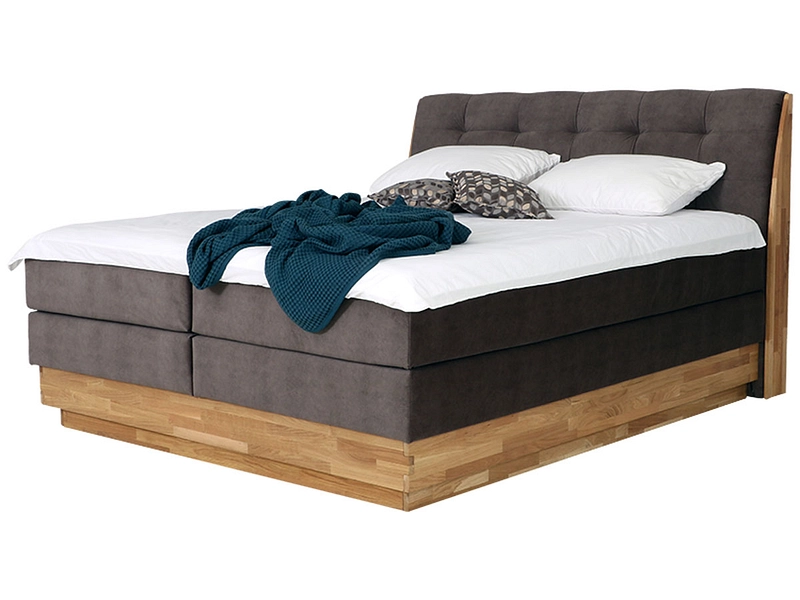 Boxspring ENGELBERG marrone 160x200cm semirigido / molto rigido