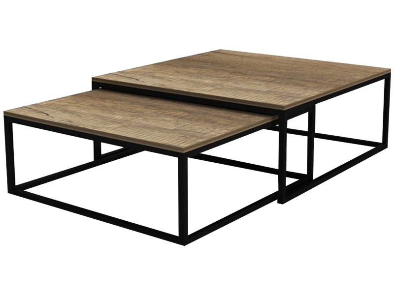 Set tavolini estraibili BROOKE 80x80x32cm quercia