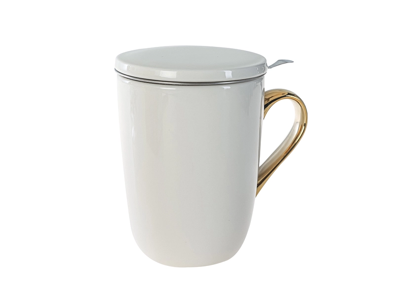 Mug con filtro per il tè ADELE porcellana bianco