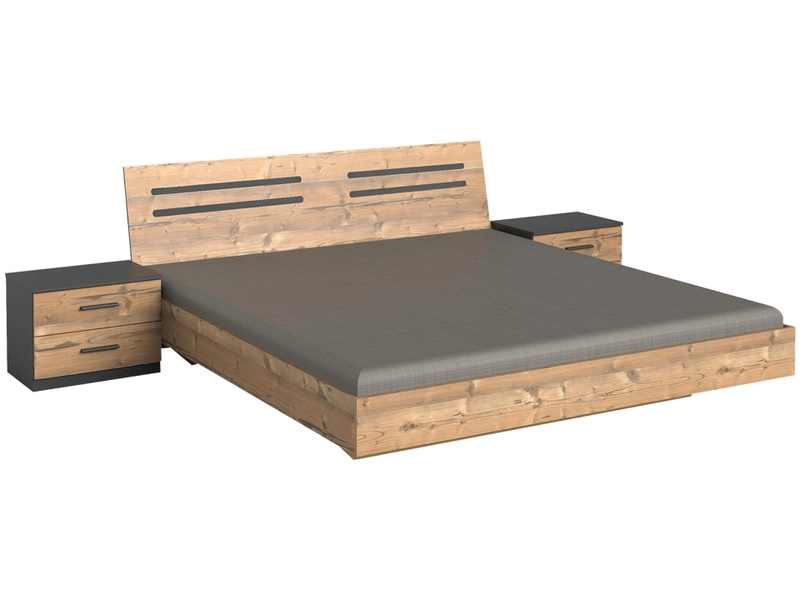 Set di letto con 2 comodini ANDREA 180x200cm effetto quercia argilla