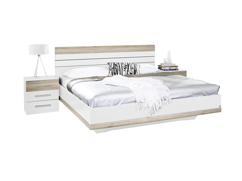 Set di letto con 2 comodini TARRAGONA 180 cm x 200 cm effetto quercia