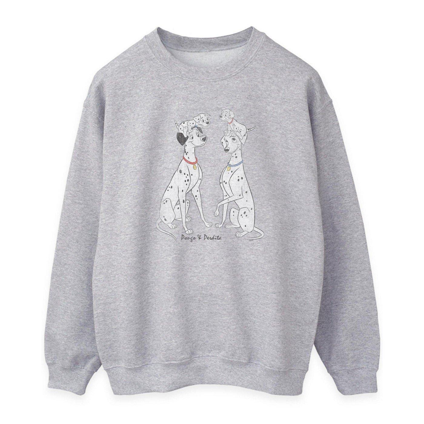 101 Dalmatians Pongo And Perdita Sweatshirt Donna Grigio XXL