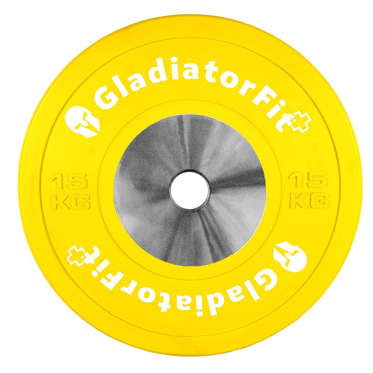 GladiatorFit Disco da competizione rivestito in gomma Ø 51mm : 15 KG Dischi per manubri