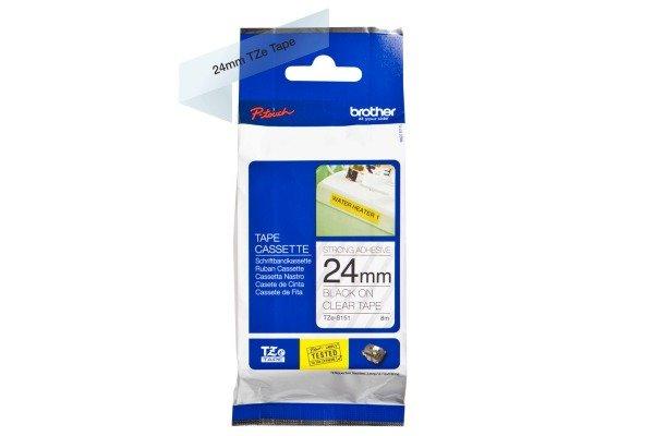 brother Nastro con adesivo extra resistente Brother TZe TZe-S151 Colore Nastro: Trasparente Colore carattere:Nero 24 mm 8 m