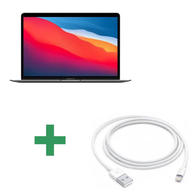 Apple Ricondizionato MacBook Air 13" 2020 Apple M1 3,2 Ghz 8 Gb 256 Gb SSD Grigio spazio + Cavo Apple da Lightning a USB da 1 metro bianco