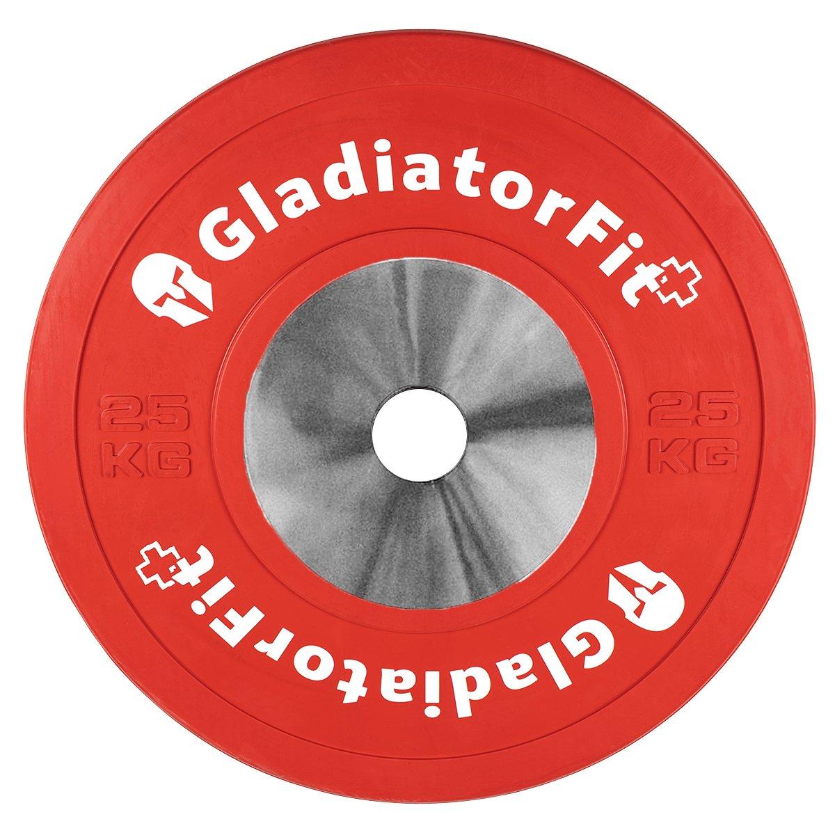 GladiatorFit Disco da competizione rivestito in gomma Ø 51mm : 25 KG Dischi per manubri