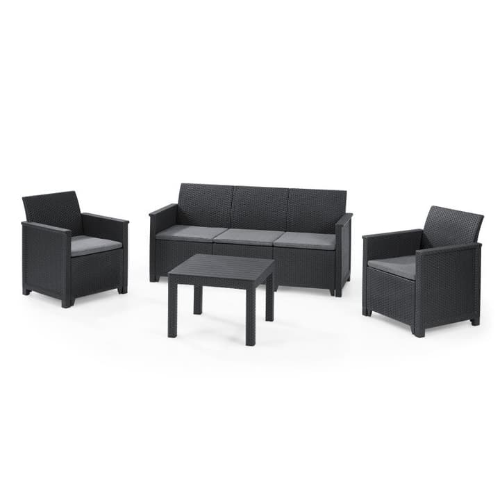 Keter Emma Lounge Set grafite Divano 3 posti + 2 poltrone + tavolo