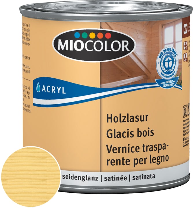 Miocolor Acryl Vernice trasparente per legno Incolore 375 ml