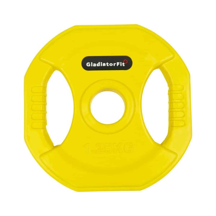 GladiatorFit Dischi Pesi In Gomma Per Pompe Con Maniglie Ø 31 Mm (set Di 2) Unisex Oro Giallo 1.25KG