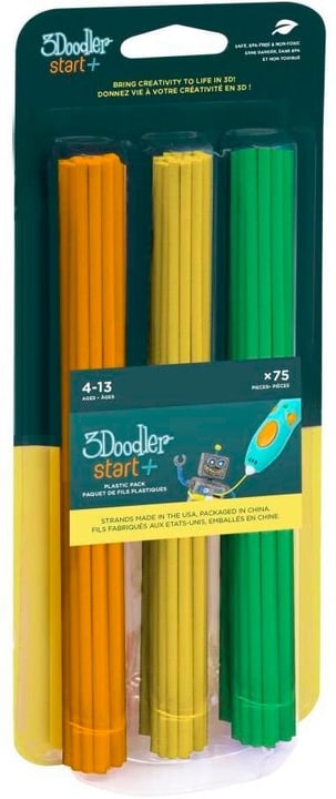 3Doodler Filamento per penna 3D Start+ 75 pezzi, arancione, giallo, verde