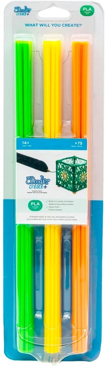3Doodler Filamento per penna 3D Create+ e Pro+ arancione, giallo e verde neon
