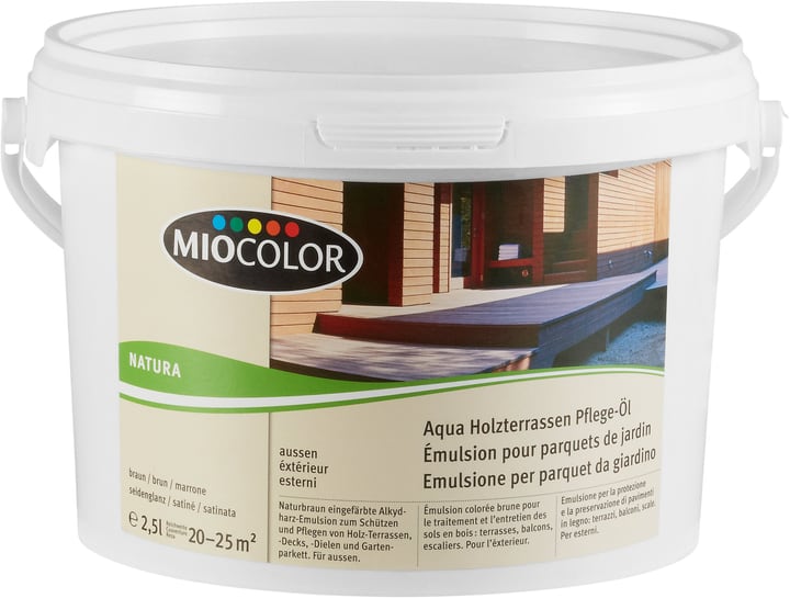 Miocolor Emulsione per parquet da giardino, Aqua Marrone 2.5 l