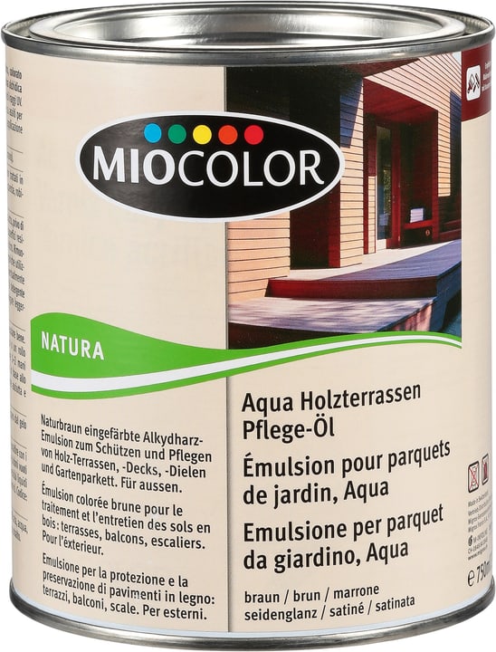 Miocolor Emulsione per parquet da giardino, Aqua Marrone 750 ml